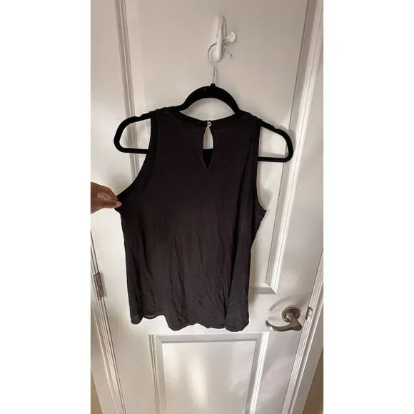 LOFT Black Tank Top Size SMALL See through Blouse Sleeveless Night Out - Picture 6 of 6